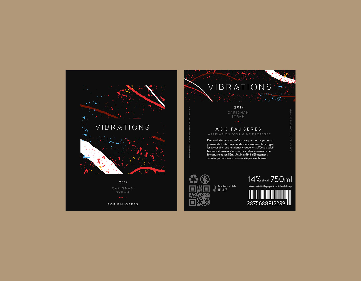 vibrations wine label design branding bottle and card mockup design etiquette de vin