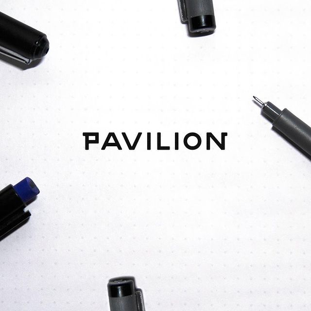 pavilion logo drawing design furniture logo branding scene