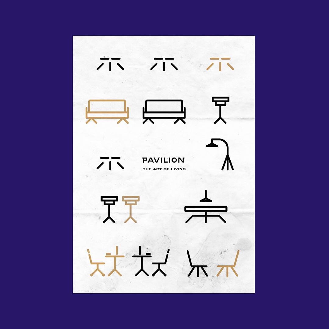 pavilion branding design furniture poster scene