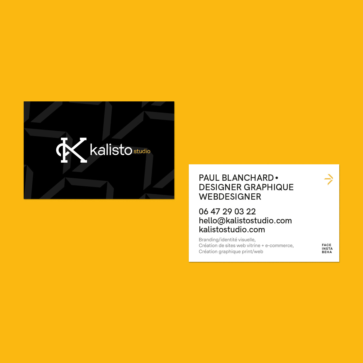 Kalisto studio business cards mockup personal branding and icon set branding graphic design webdesign