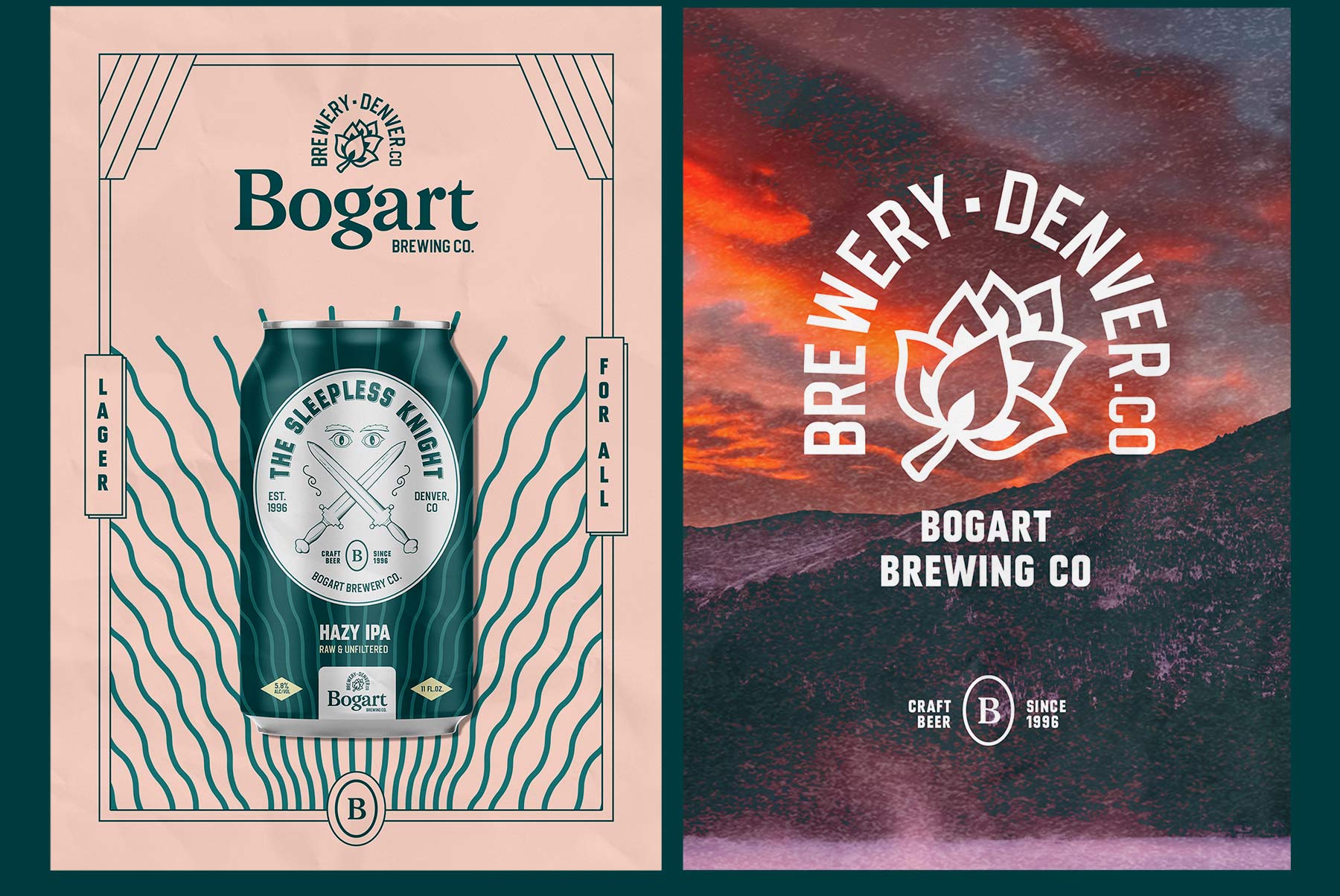 Bogart brewery craft brewery branding tote bag and beer cans mockup Kalistostudio craft beer design