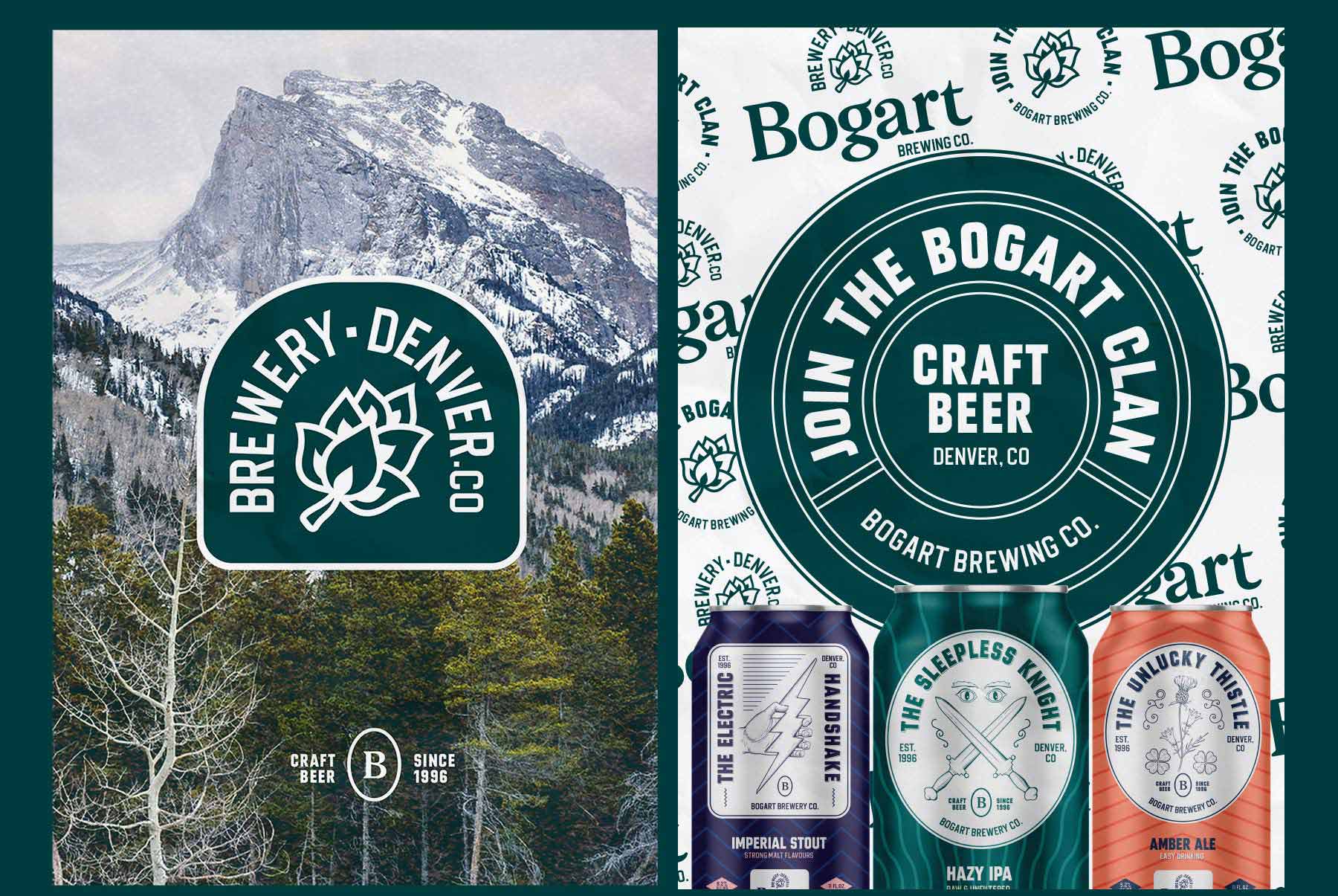 Bogart brewery craft brewery branding tote bag and beer cans mockup Kalistostudio craft beer design